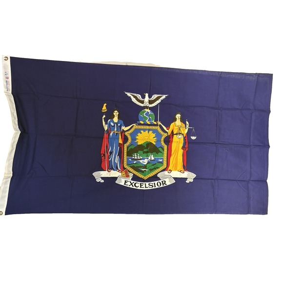 Other - Vintage Large New York State Flag Organic Textile Art Decor